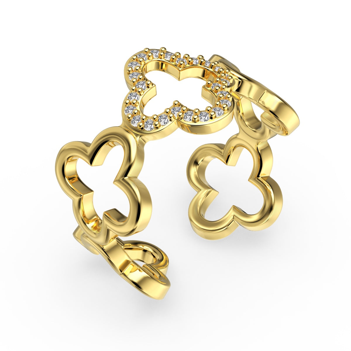 [Violet JW]Hollow Design Four-Leaf Clover Flower Shape Ring