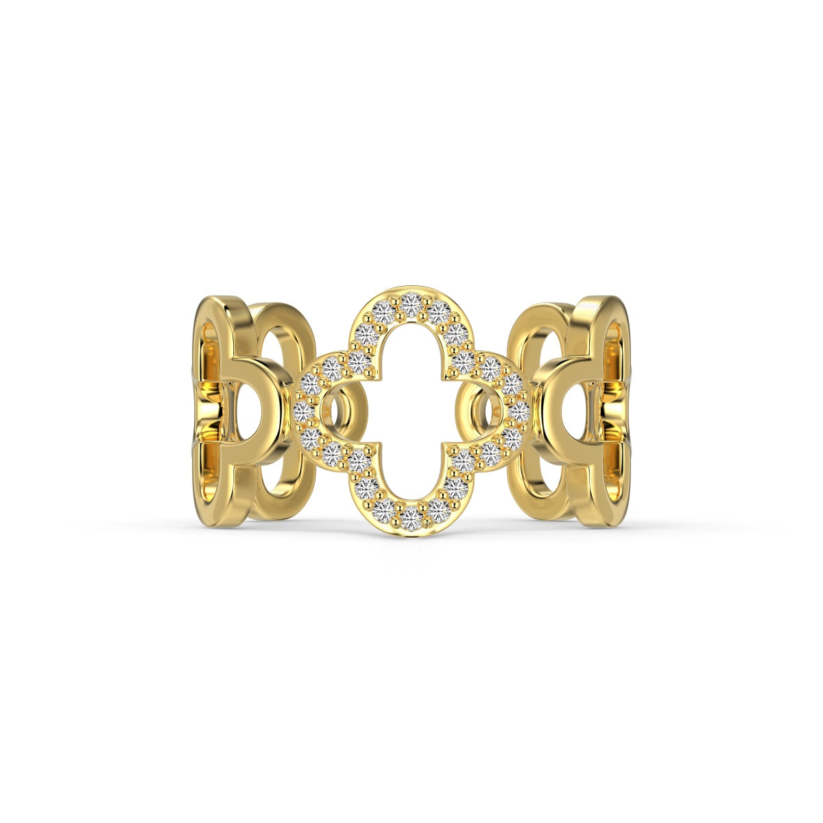 [Violet JW]Hollow Design Four-Leaf Clover Flower Shape Ring