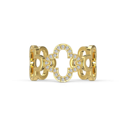 [Violet JW]Hollow Design Four-Leaf Clover Flower Shape Ring