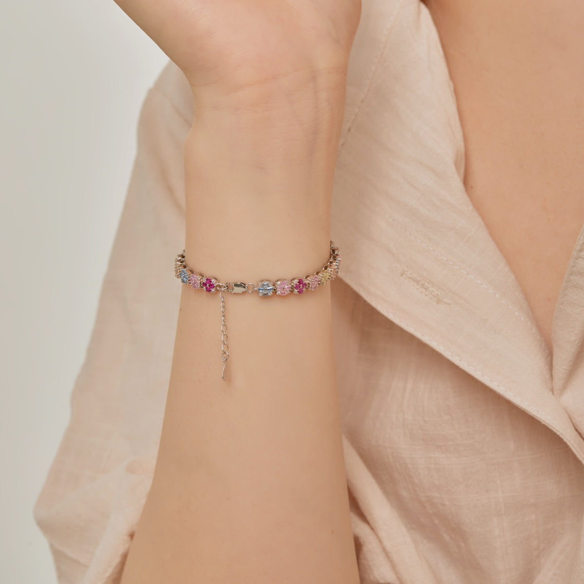 [Violet JW]Delicate Colorful Emerald Cut Daily Bracelet