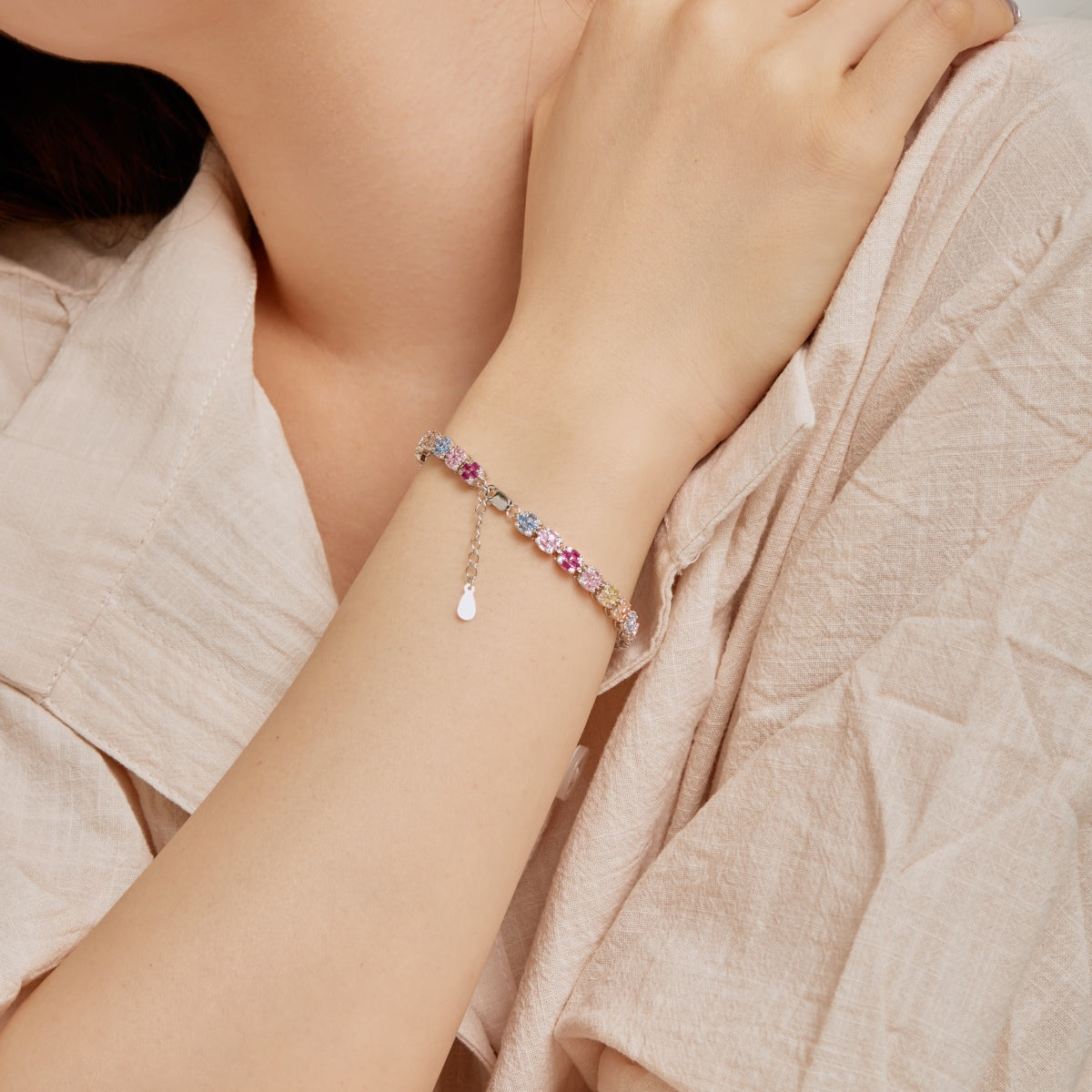 [Violet JW]Delicate Colorful Emerald Cut Daily Bracelet