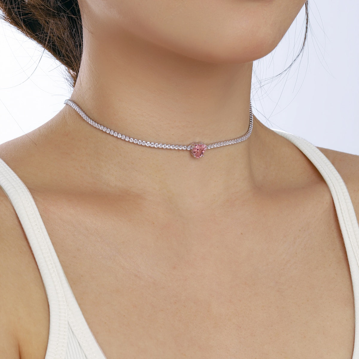 [Violet JW]2.0 Carat Sparkling Tennis Heart Cut Necklace