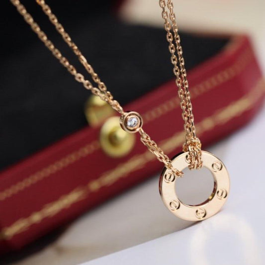 [Violet JW]LOVE NECKLACE ADJUSTABLE ROSE GOLD 2 DIAMOND