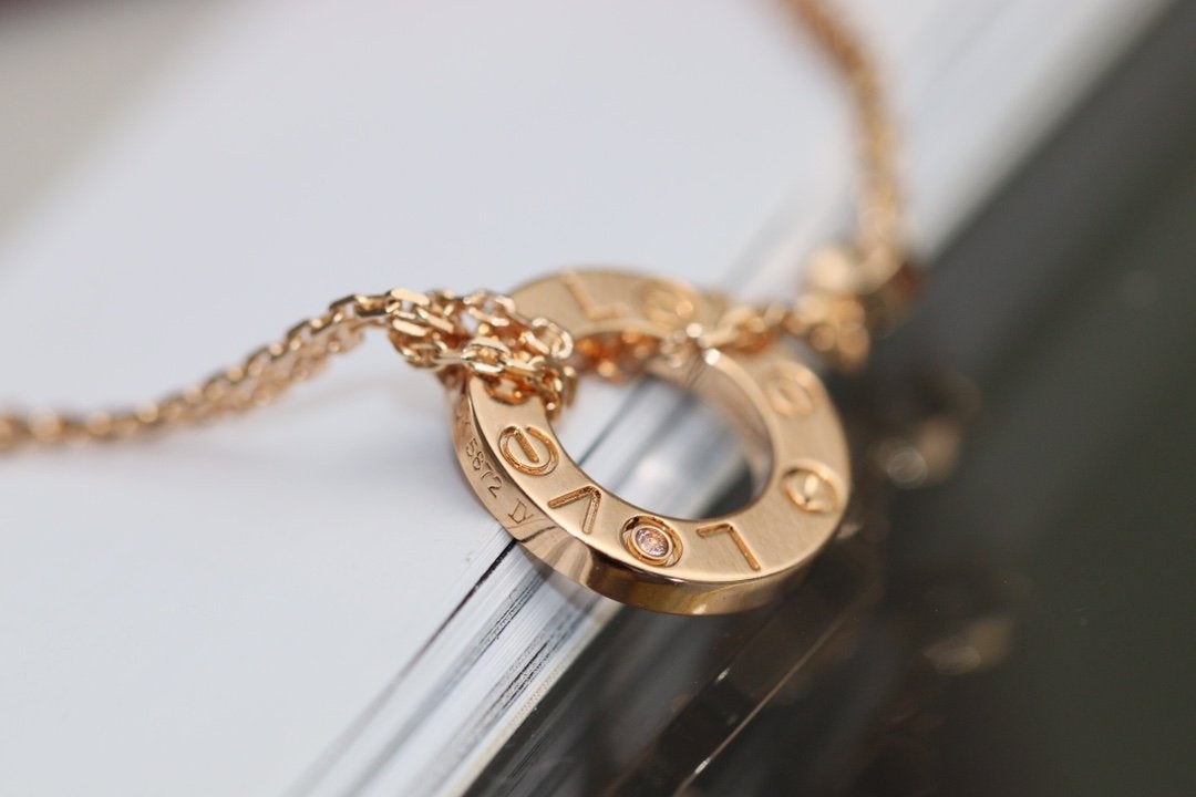 [Violet JW]LOVE NECKLACE ADJUSTABLE ROSE GOLD 2 DIAMOND