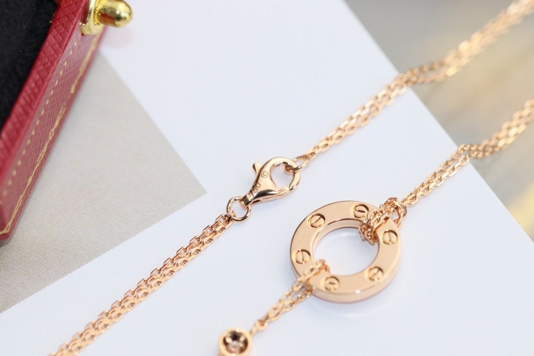 [Violet JW]LOVE NECKLACE ADJUSTABLE ROSE GOLD 2 DIAMOND