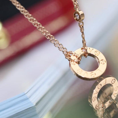 [Violet JW]LOVE NECKLACE ADJUSTABLE ROSE GOLD 2 DIAMOND