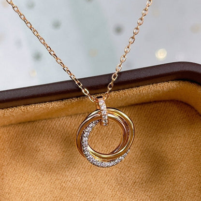 [Violet JW]TRINITY NECKLACE SILVER GOLD PINK GOLD DIAMONDS