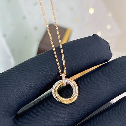 [Violet JW]TRINITY NECKLACE SILVER GOLD PINK GOLD DIAMONDS