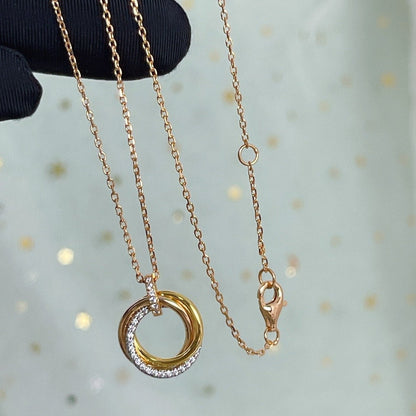 [Violet JW]TRINITY NECKLACE SILVER GOLD PINK GOLD DIAMONDS