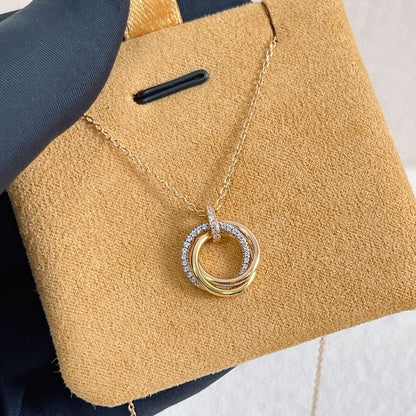 [Violet JW]TRINITY NECKLACE SILVER GOLD PINK GOLD DIAMONDS