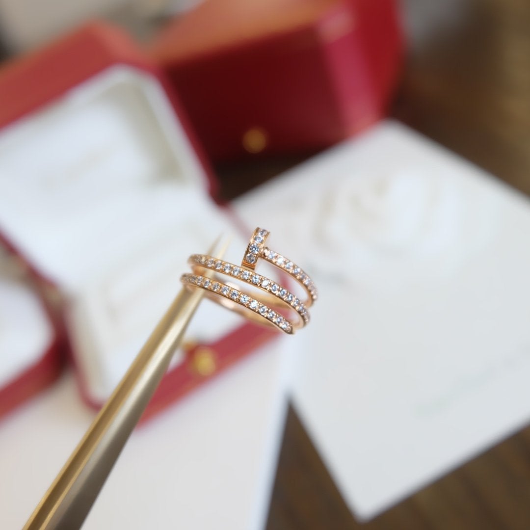 [Violet JW]JUSTE RING 1.8MM PINK GOLD DOUBLE ROW DIAMONDS