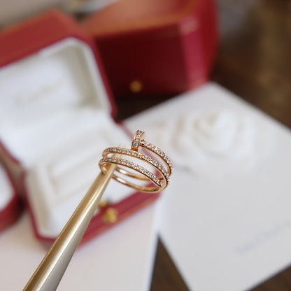 [Violet JW]JUSTE RING 1.8MM PINK GOLD DOUBLE ROW DIAMONDS