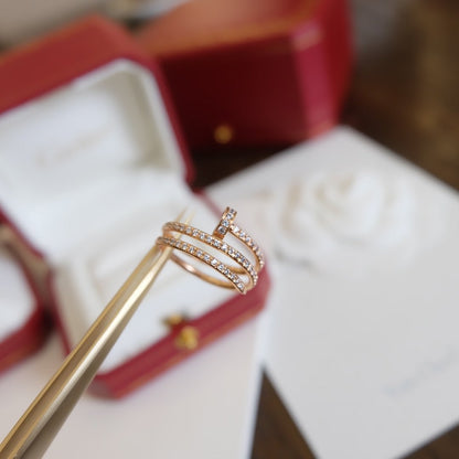 [Violet JW]JUSTE RING 1.8MM PINK GOLD DOUBLE ROW DIAMONDS