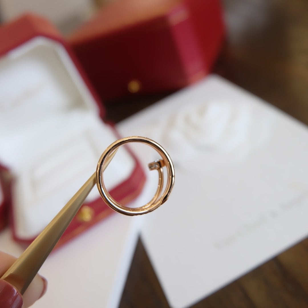 [Violet JW]JUSTE RING 1.8MM PINK GOLD DOUBLE ROW DIAMONDS