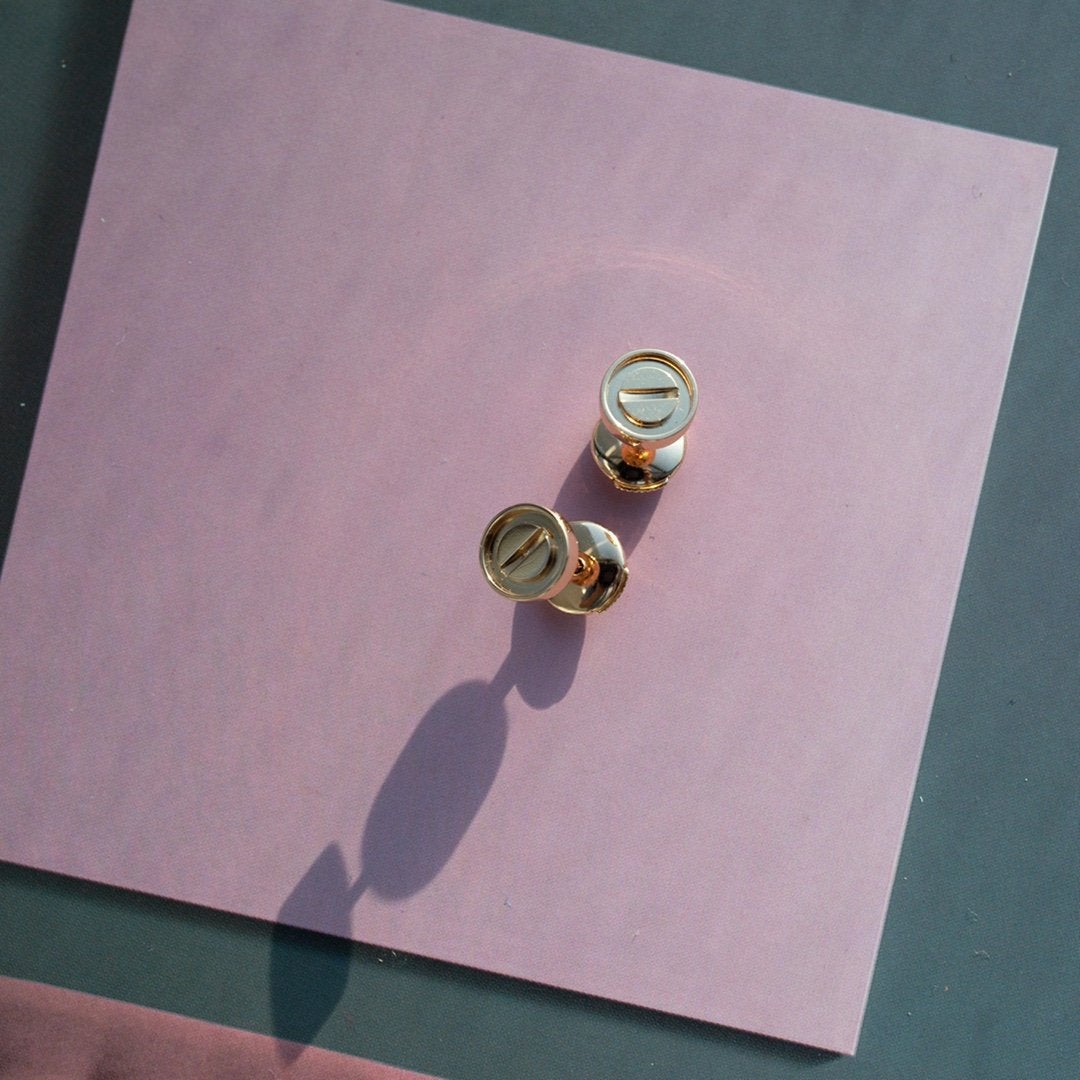 [Violet JW]LOVE EARRINGS PINK GOLD 10MM