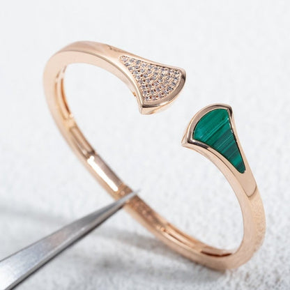 [Violet JW]DREAM BRACELET OPEN MALACHITE PINK GOLD