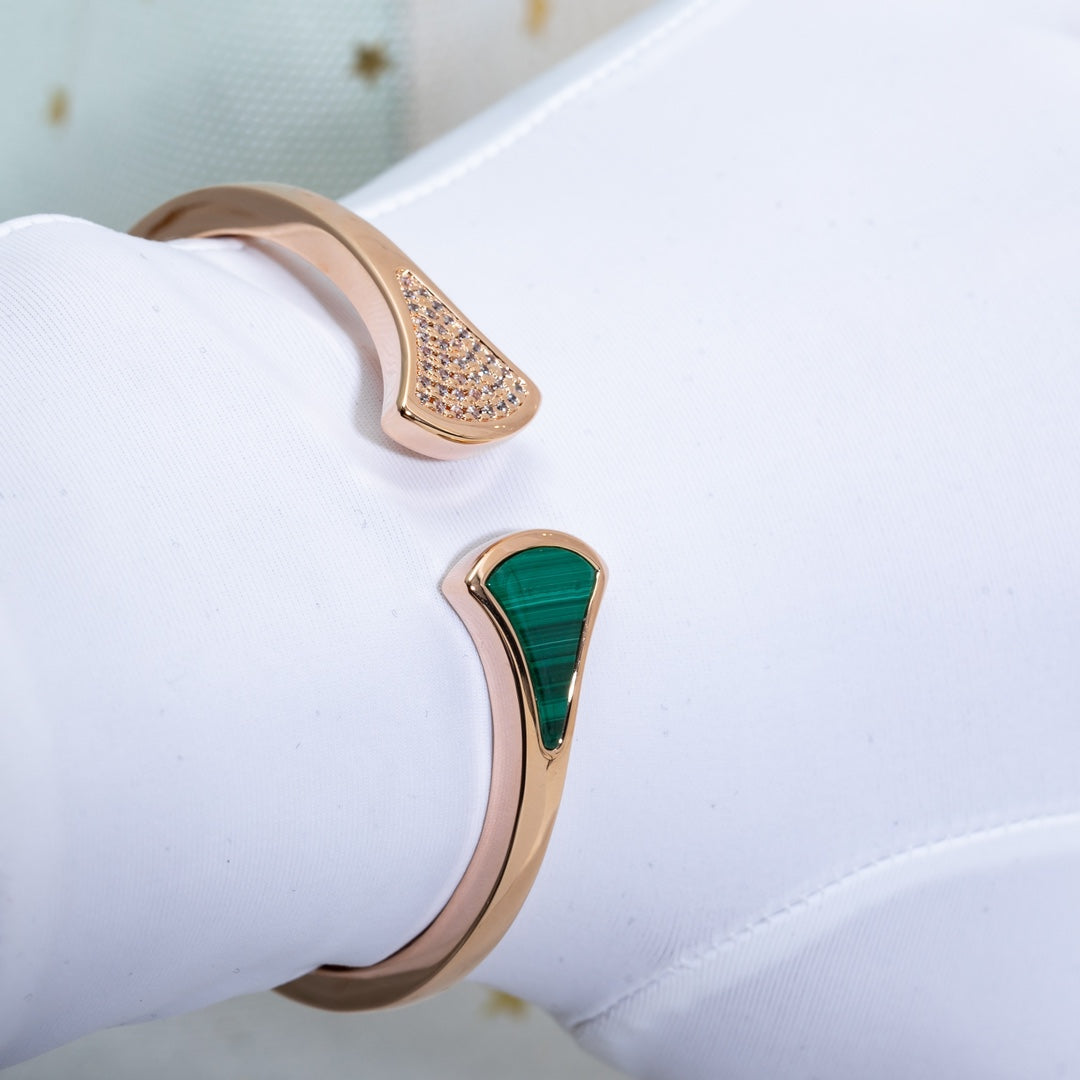 [Violet JW]DREAM BRACELET OPEN MALACHITE PINK GOLD