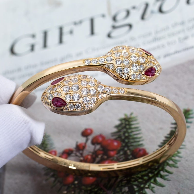 [Violet JW]SERPENTI BRACELET PINK GOLD DIAMOND DOUBLE SNAKE