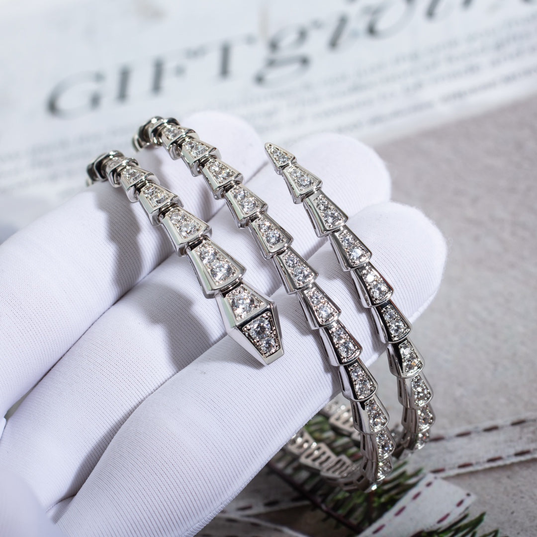 [Violet JW]SERPENTI BRACELET SILVER DIAMOND DOUBLE ROW