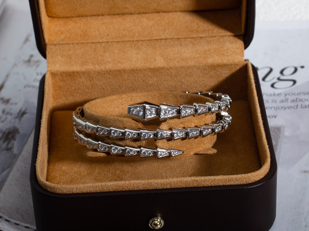 [Violet JW]SERPENTI BRACELET SILVER DIAMOND DOUBLE ROW