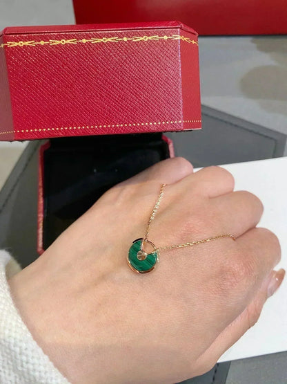 [Violet JW]AMULETTE ROSE GOLD MALACHITE NECKLACE