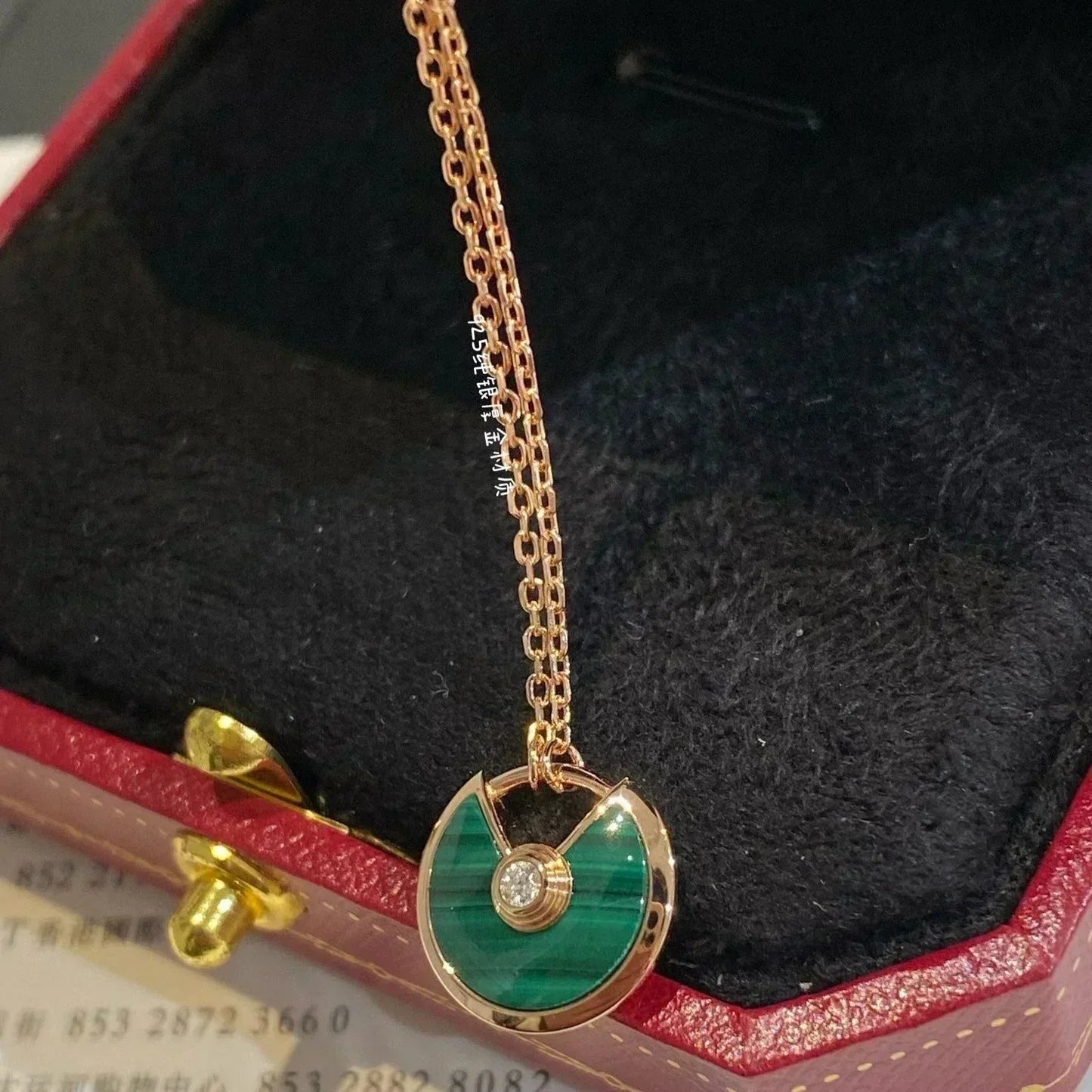 [Violet JW]AMULETTE ROSE GOLD MALACHITE NECKLACE