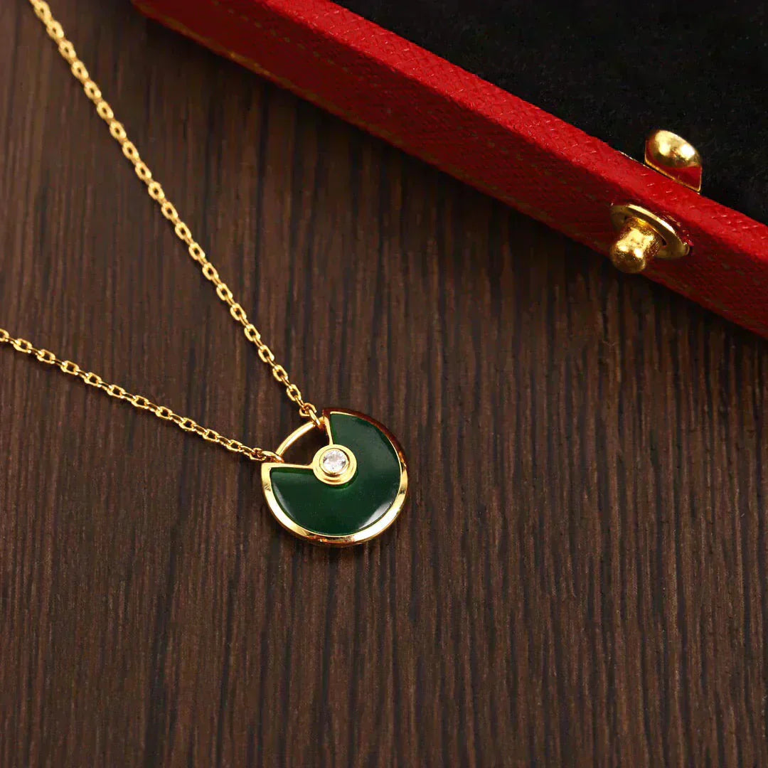 [Violet JW]AMULETTE GOLD MALACHITE NECKLACE
