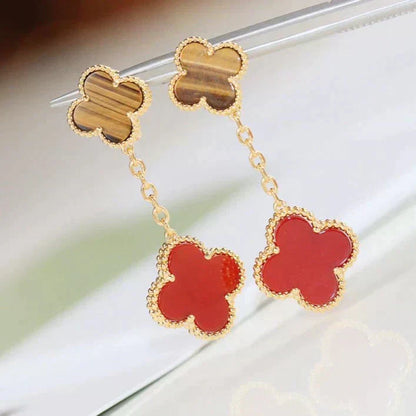 [Violet JW]CLOVER  2 MOTIF  TIGER EYE CARNELIAN EARRINGS