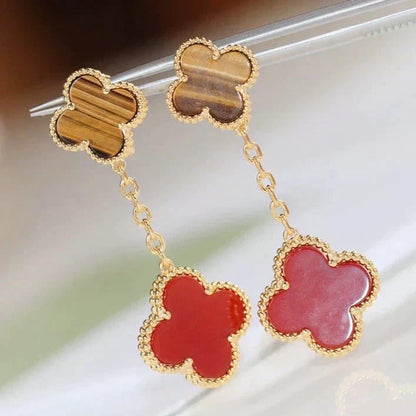 [Violet JW]CLOVER  2 MOTIF  TIGER EYE CARNELIAN EARRINGS
