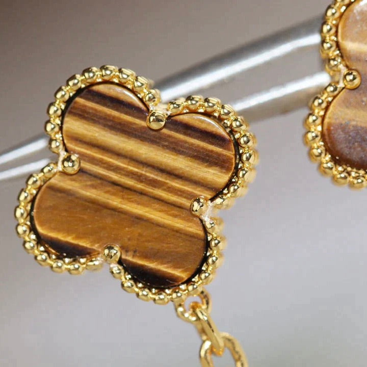 [Violet JW]CLOVER  2 MOTIF  TIGER EYE CARNELIAN EARRINGS