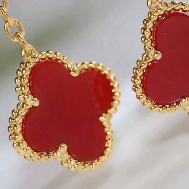 [Violet JW]CLOVER  2 MOTIF  TIGER EYE CARNELIAN EARRINGS