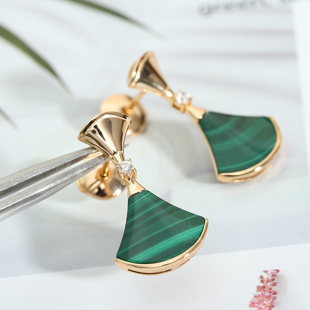 [Violet JW]DREAM MALACHITE PINK GOLD EARRINGS