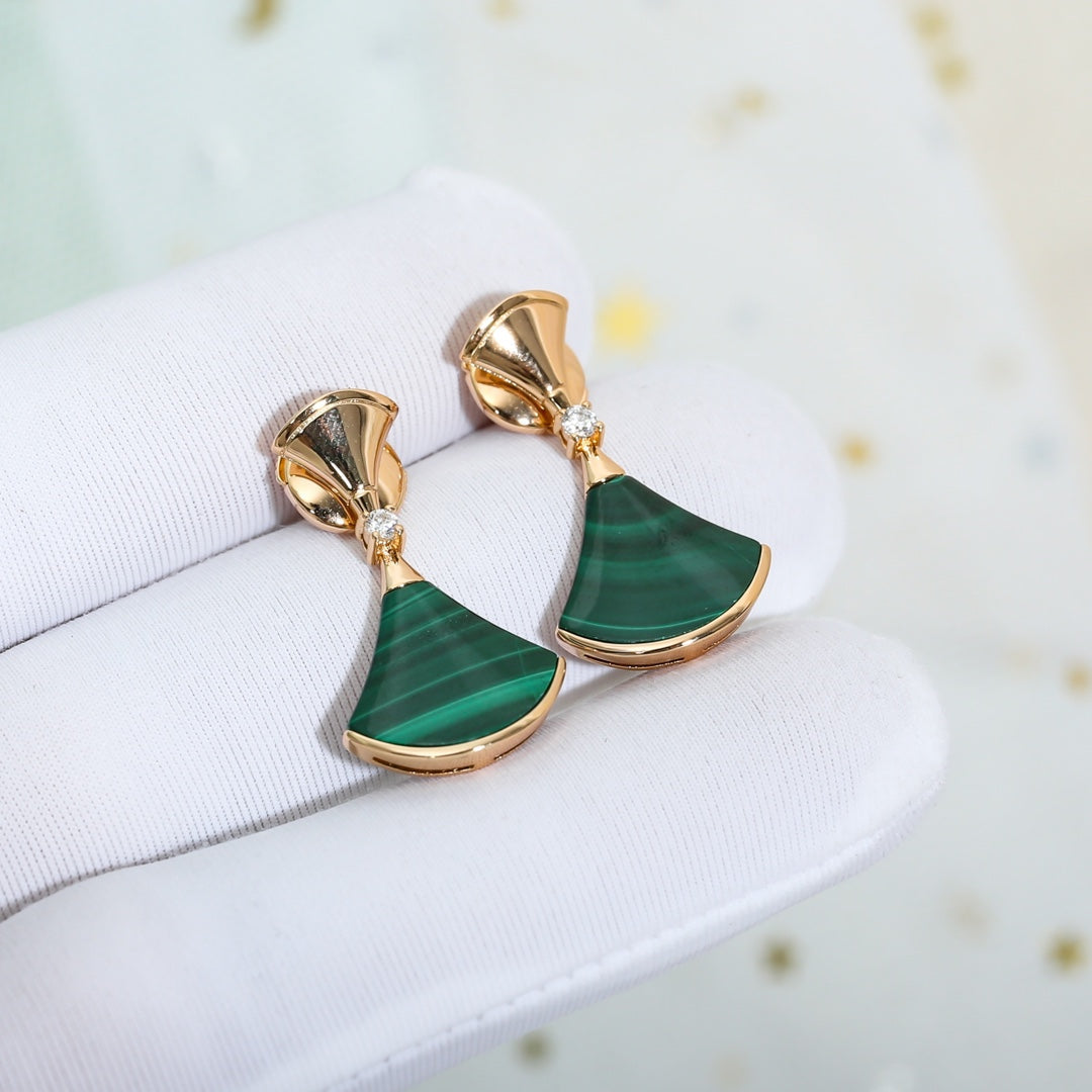 [Violet JW]DREAM MALACHITE PINK GOLD EARRINGS