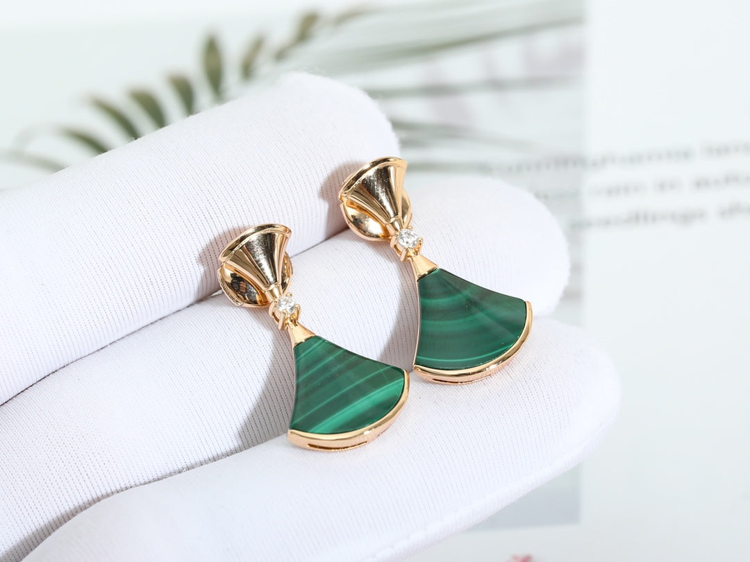 [Violet JW]DREAM MALACHITE PINK GOLD EARRINGS