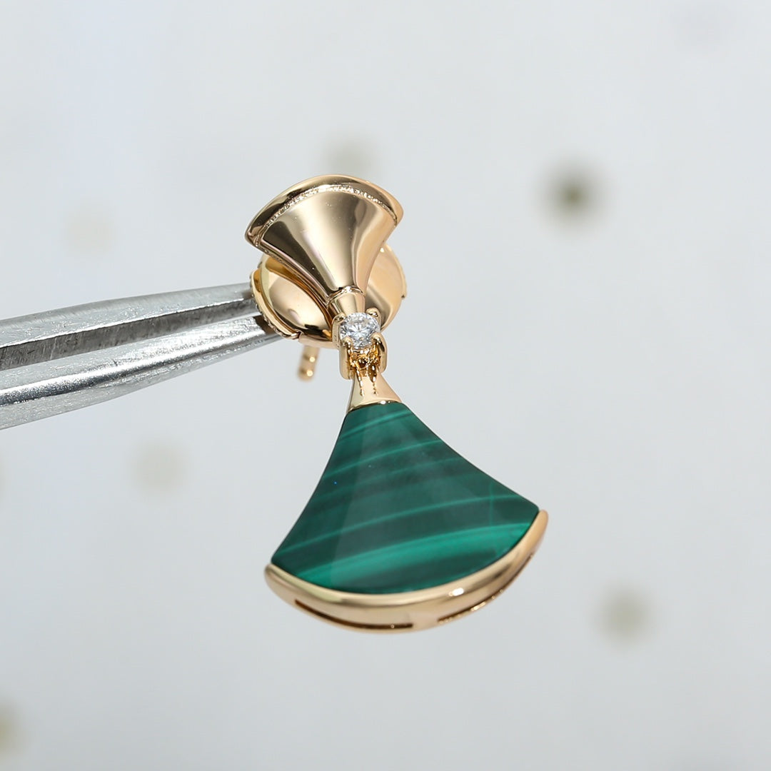 [Violet JW]DREAM MALACHITE PINK GOLD EARRINGS