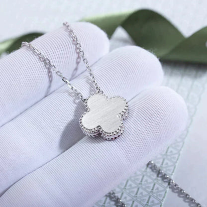 [Violet JW]CLOVER  15MM DIAMOND LASER NECKLACE SILVER