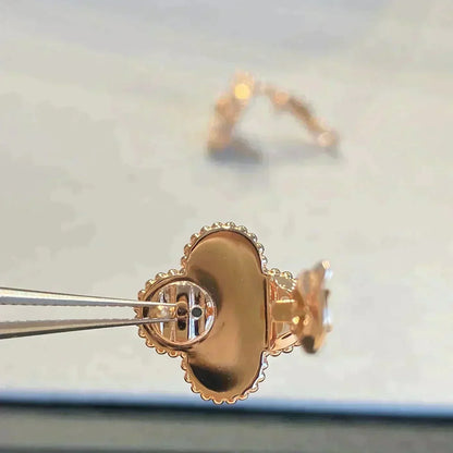 [Violet JW]CLOVER MEDIUM 1 MOTIFS GRAY MOP  DIAMOND EARRINGS