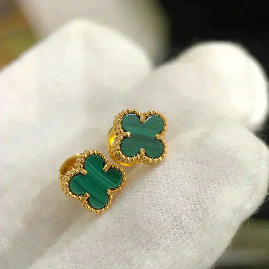 [Violet JW]CLOVER MINI 9.5MM MALACHITE  EARRINGS