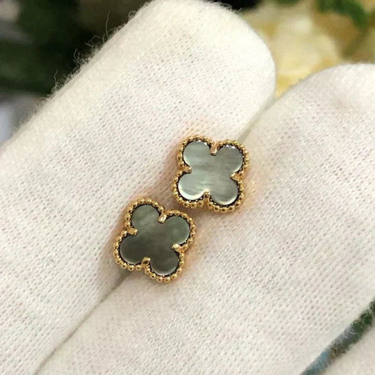 [Violet JW]CLOVER MINI 9.5MM GRAY MOP EARRINGS