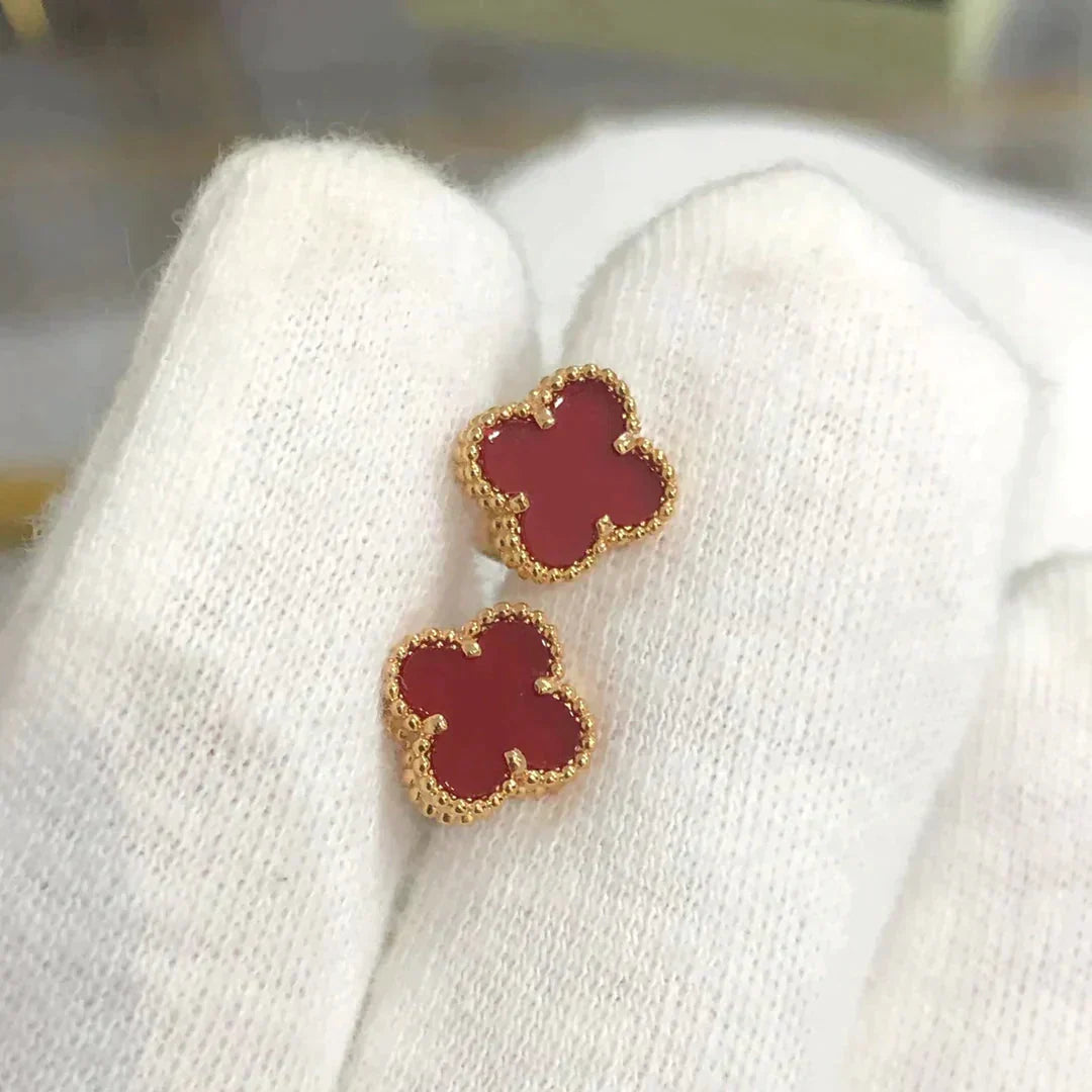 [Violet JW]CLOVER MINI 9.5MM CARNELIAN EARRINGS
