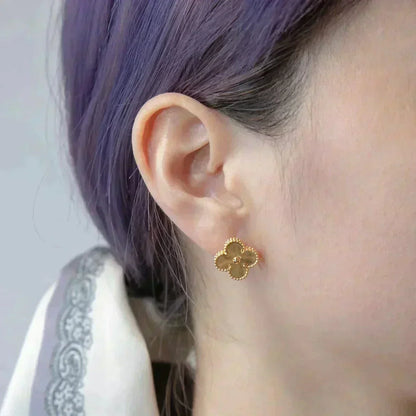 [Violet JW]CLOVER MEDIUM 1 MOTIFS LASER EARRINGS