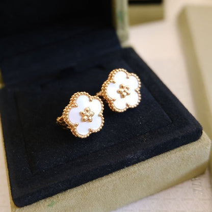 [Violet JW]LUCKY PINK GOLD WHITE MOP EARRINGS