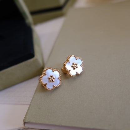 [Violet JW]LUCKY PINK GOLD WHITE MOP EARRINGS