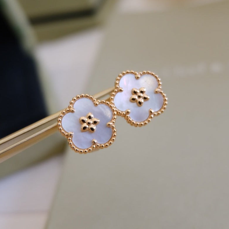 [Violet JW]LUCKY PINK GOLD WHITE MOP EARRINGS