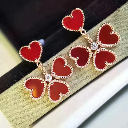 [Violet JW]SWEET CLOVER CARNELIAN EARRINGS