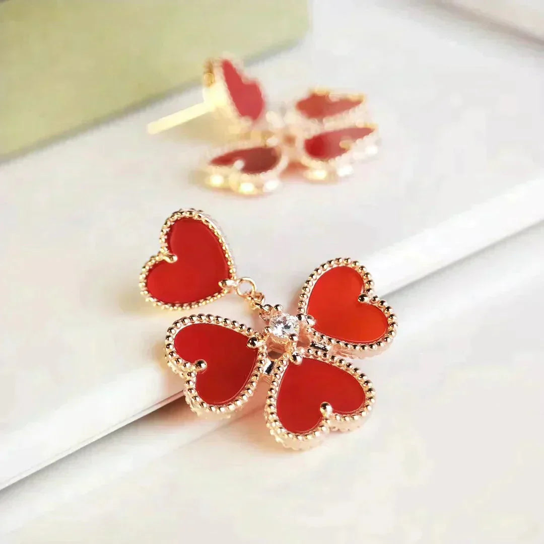 [Violet JW]SWEET CLOVER CARNELIAN EARRINGS