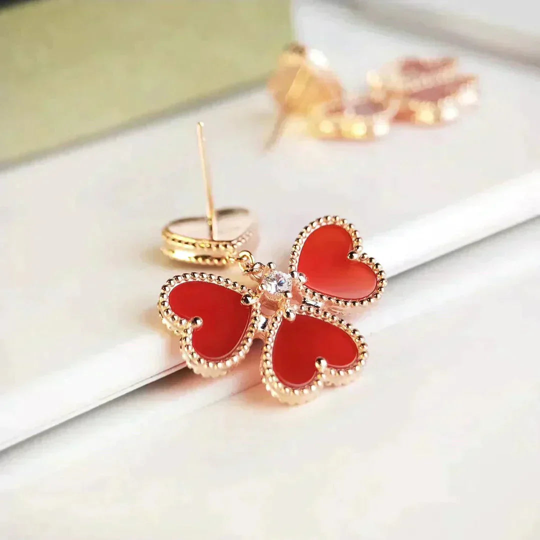 [Violet JW]SWEET CLOVER CARNELIAN EARRINGS