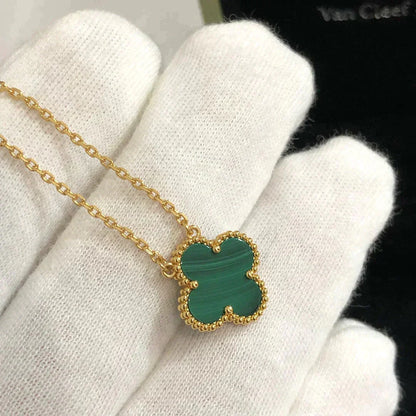 [Violet JW]CLOVER 15MM MALACHITE SINGLE FLOWER  NECKLACE