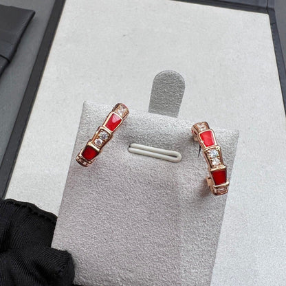 [Violet JW]SERPENTI CARNELIAN PINK GOLD EARRINGS