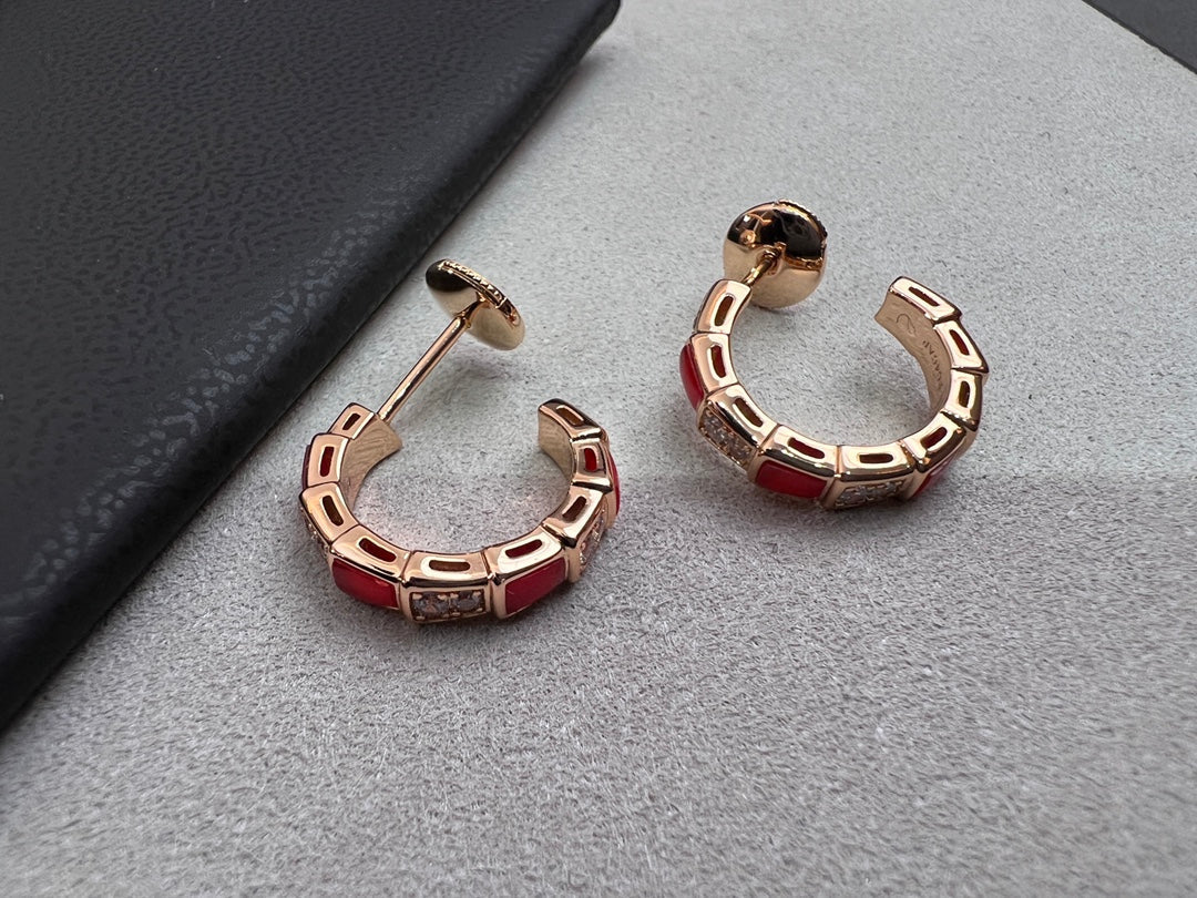 [Violet JW]SERPENTI CARNELIAN PINK GOLD EARRINGS